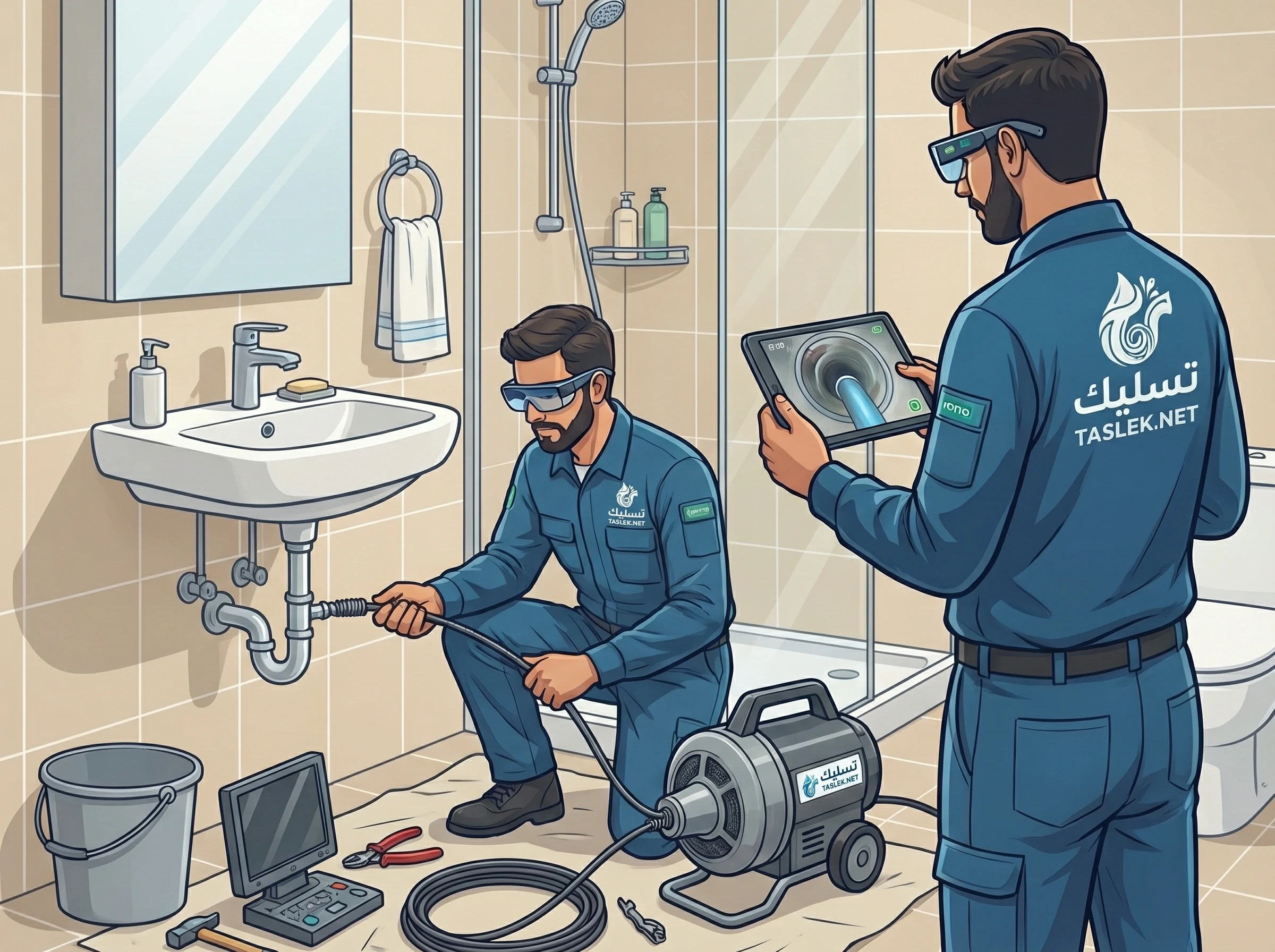 صورة توضيحية لعملية شركة تسليك مجاري بالرياض باستخدام أحدث التقنيات